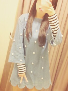 「nina mew（ニーナミュウ）のアイテム（ワンピース/ドレス）」を使った、めーさん（レディース・153cm）の冬コーディネート