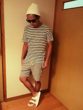 「Right-on（ライトオン）のアイテム（サンダル）」を使った、カズキズナさん（メンズ・167cm）の夏コーディネート