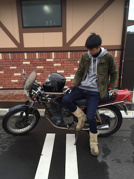 「FOXのアイテム」を使った、まさひろさん（メンズ・180cm）の秋コーディネート