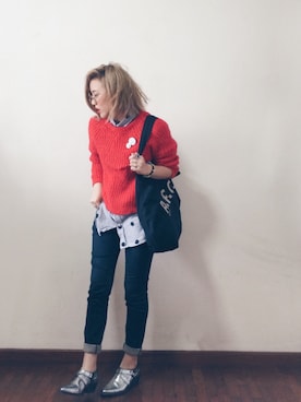 「wearsg」｜「アイテム（トートバッグ）」を使った、sylwynさん（レディース・158cm）の冬コーディネート