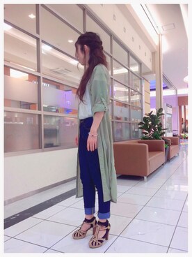 「ロングヘア」｜「アイテム（その他トップス）」を使った、®️ikaさん（レディース・156cm）の春コーディネート