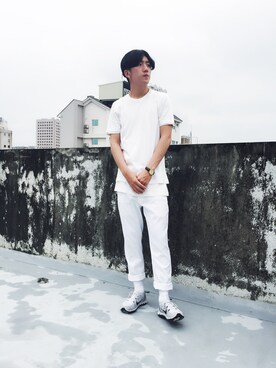 「white socks」｜單眼皮男孩さん（メンズ・170cm）の夏コーディネート