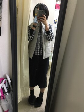 「JEANASIS（ジーナシス）のアイテム（ダウンベスト）」を使った、ますくまん！さん（レディース・158cm）の秋コーディネート