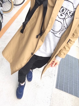 「アイテム（ステンカラーコート）」を使った、のはらしゅんのすけ✔︎さん（メンズ・170cm・10代）の春コーディネート