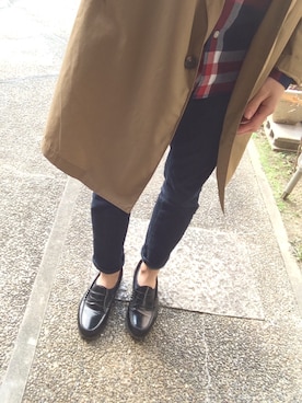 「アイテム（ステンカラーコート）」を使った、のはらしゅんのすけ✔︎さん（メンズ・170cm・10代）の春コーディネート