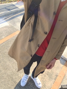 「アイテム（ステンカラーコート）」を使った、のはらしゅんのすけ✔︎さん（メンズ・170cm・10代）の春コーディネート