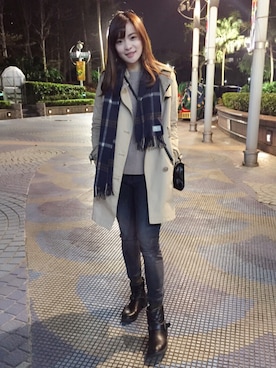 「TAIPEI」｜「アイテム（トレンチコート）」を使った、Nina Linさん（レディース・161cm）の冬コーディネート