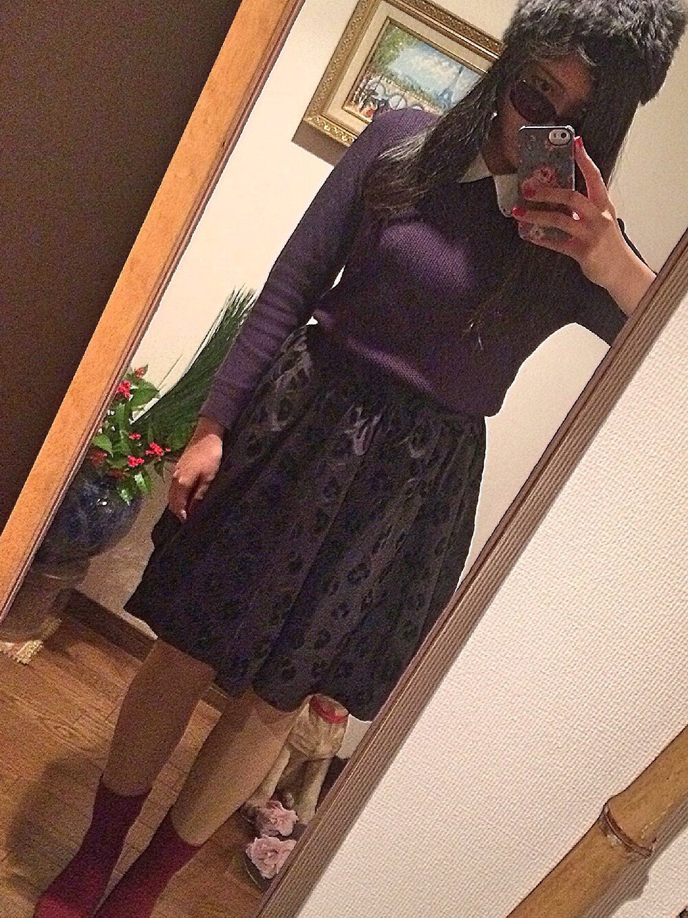 「ショッピング」｜「DISCOATのアイテム（スカート、ブラック系）」を使った、mikiさん（レディース・170cm）の冬コーディネートの1枚目の写真