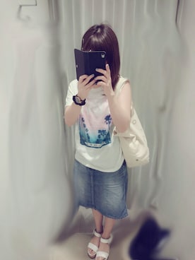 「アイテム（エコバッグ/サブバッグ）」を使った、narumi♡さん（レディース・152cm）の夏コーディネート