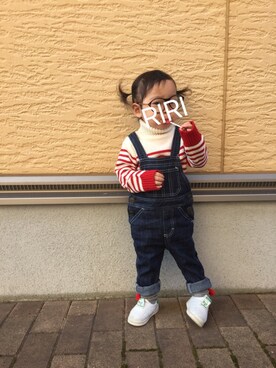 「西松屋コーデ」｜「アイテム（オールインワン・サロペット）」を使った、Lili♡mamさん（キッズ・90cm）の秋コーディネート