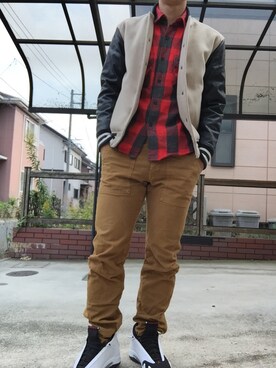 「SENSE OF PLACE by URBAN RESEARCH（センスオブプレイスバイアーバンリサーチ）のアイテム（スタジャン）」を使った、Ryo-Wallさん（メンズ・175cm）の秋コーディネート