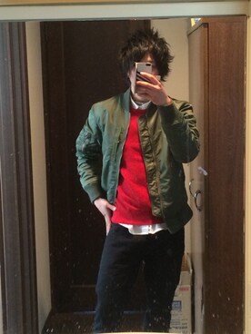 「RATTLE TRAP（ラトルトラップ）のアイテム（ミリタリージャケット）」を使った、かきうちさん（メンズ・174cm）の春コーディネート