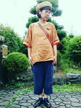 「Samansa Mos2（サマンサ モスモス）のアイテム（ハンチング/ベレー帽）」を使った、mocoさん（レディース・167cm）の夏コーディネート