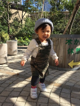 「Carter's（カーターズ）のアイテム（サロペット/オーバーオール）」を使った、love happyさん（キッズ・80cm）の秋コーディネート