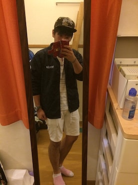 「膝上ショーツ」｜「アイテム（ジャケット/アウター）」を使った、Tomoya#11さん（メンズ・170cm）の秋コーディネート