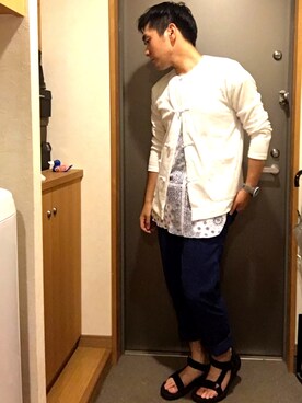 「CIAOPANIC TYPY（チャオパニックティピー）のアイテム（サンダル）」を使った、Tomoya#11さん（メンズ・170cm）の夏コーディネート