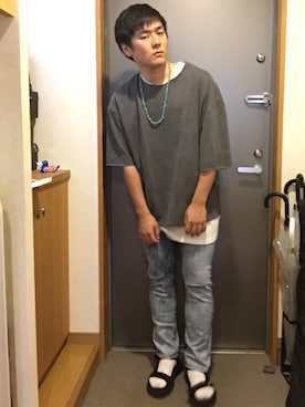 「CIAOPANIC TYPY（チャオパニックティピー）のアイテム（サンダル）」を使った、Tomoya#11さん（メンズ・170cm）の夏コーディネート