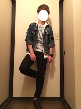 「スケボー」｜「アイテム（デニムジャケット）」を使った、へいさん（メンズ・167cm）の秋コーディネート