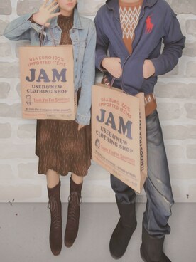 「ジージャン」｜「アイテム（ナイロンジャケット）」を使った、r.!..さん（レディース・155cm）の冬コーディネート