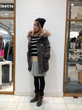 「Abahouse Devinette（ドゥヴィネット）のアイテム（ニットキャップ/ビーニー）」を使った、misakiさん（レディース・159cm）の秋コーディネート