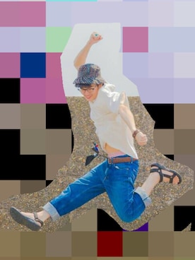 「Keith Haring（キース・ヘリング）のアイテム（アクセサリー）」を使った、カンサイ@いつまでもそのテンポでさん（メンズ・180cm）の夏コーディネート