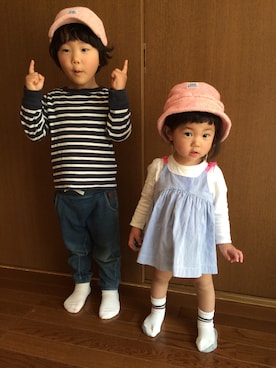 「Lee（リー）のアイテム（ハット）」を使った、shiobooさん（キッズ・110cm）の春コーディネート