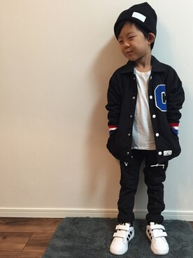 「アイテム（ナイロンジャケット）」を使った、aiiiiirinさん（キッズ・110cm）の秋コーディネート