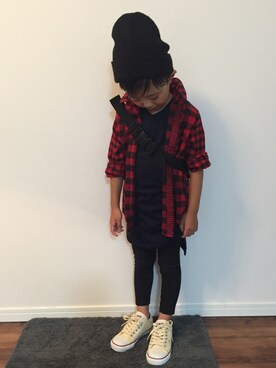 「F.O.KIDS（エフオーキッズ）のアイテム（バッグ）」を使った、aiiiiirinさん（キッズ・120cm）の秋コーディネート