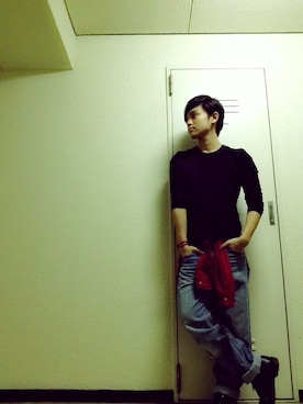 「Dr. Martens（ドクターマーチン）のアイテム（パンツ）」を使った、堀川 優太さん（メンズ・163cm）の秋コーディネート