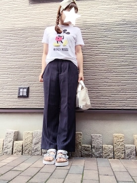 「ミッキーT」｜「アイテム（スラックス）」を使った、iigg☺︎さん（レディース・155cm）の夏コーディネート