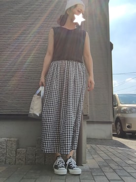「美容室」｜「アイテム（ワンピース）」を使った、iigg☺︎さん（レディース・155cm）の夏コーディネート