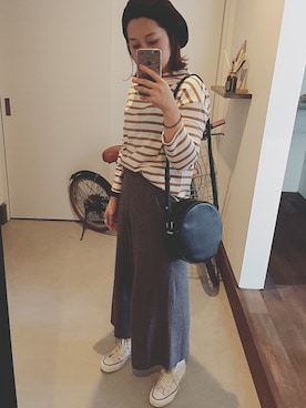 「ハイカット」｜「アイテム（ハンチング/ベレー帽）」を使った、iigg☺︎さん（レディース・154cm）の秋コーディネート