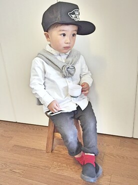 「おめかしコーデ」｜「アイテム（キャップ）」を使った、eightさん（キッズ・90cm）の春コーディネート