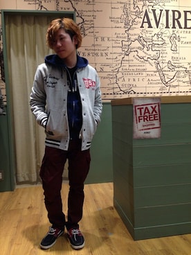 「バレンタインデートスタイル」｜「アイテム（スタジャン）」を使った、takuroさん（メンズ・163cm）の冬コーディネート