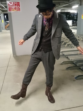 「hiromichi BY HIROMICHI NAKANO（ヒロミチ バイ ヒロミチナカノ）のアイテム（ブーツ）」を使った、ちゅうさん（メンズ・173cm）の冬コーディネート