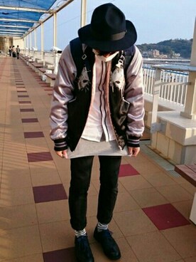 「PPFM（ピーピーエフエム）のアイテム（ブルゾン）」を使った、ちゅうさん（メンズ・173cm）の春コーディネート