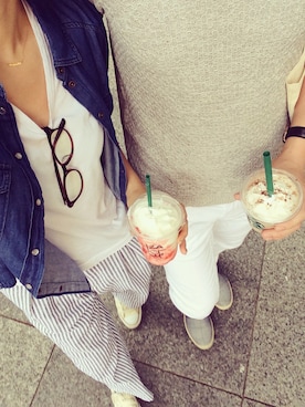 「カップルコーデ」｜森田美里 みいたろさん（レディース・156cm）の春コーディネート