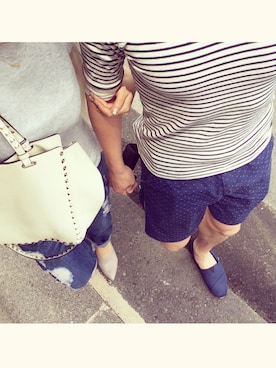 「カップルコーデ」｜森田美里 みいたろさん（レディース・156cm）の春コーディネート