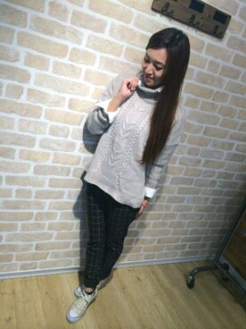 「INNOCENT BLUE（イノセントブルー）のアイテム（パンツ）」を使った、nanaminさん（レディース・161cm）の冬コーディネート