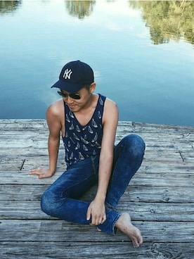 「Abercrombie&Fitch（アバークロンビーアンドフィッチ）のアイテム（タンクトップ）」を使った、jstperryさん（メンズ・178cm）の夏コーディネート