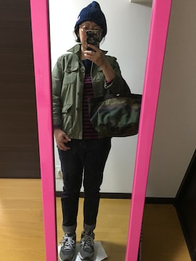 「Marc by Marc Jacobs（マークバイマークジェイコブス）のアイテム（ミリタリージャケット）」を使った、piyoさん（レディース・150cm）の秋コーディネート