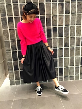 「INFIELDER DESIGN（インフィールダーデザイン）のアイテム（帽子、ブラック系）」を使った、Rina Maruyamaさん（レディース・160cm）の秋コーディネート