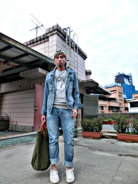 「PULL&BEAR（プルアンドベア）のアイテム（デニムジャケット）」を使った、chienさん（メンズ・178cm）の春コーディネート