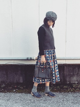 「アイテム（ハンチング/ベレー帽）」を使った、yumiさん（レディース・159cm・30代）の秋コーディネート