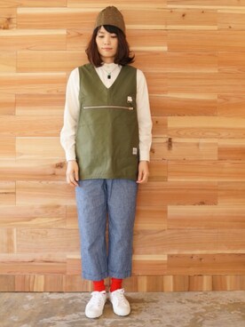 「アイテム（ニットキャップ/ビーニー）」を使った、yumiさん（レディース・159cm・30代）の春コーディネート