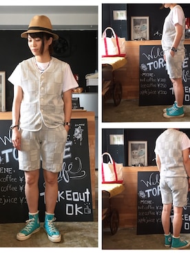 「RIDING HIGH（ライディングハイ）のアイテム」を使った、yumiさん（レディース・159cm）の夏コーディネート