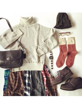 「アイテム（ニットキャップ/ビーニー）」を使った、yumiさん（レディース・159cm・30代）の秋コーディネート