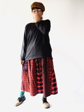 「アイテム（ハンチング/ベレー帽）」を使った、yumiさん（レディース・159cm・30代）の秋コーディネート