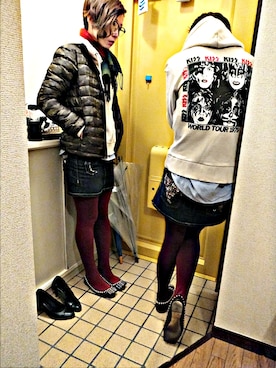「Jeffrey Campbell（ジェフリーキャンベル）のアイテム（バレエシューズ）」を使った、いしこさん（レディース・157cm）の冬コーディネート
