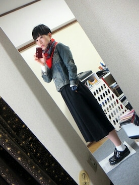 「キッスコーデ」｜「アイテム（デニムジャケット）」を使った、いしこさん（レディース・157cm）の春コーディネート